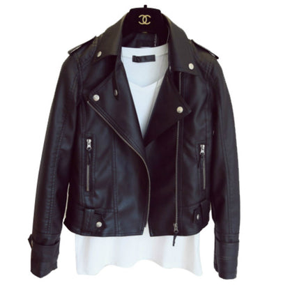 Women’s Korean Style PU Leather Motorcycle Jacket