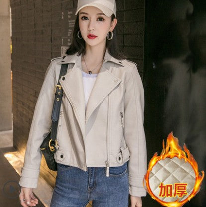 Women’s Korean Style PU Leather Motorcycle Jacket