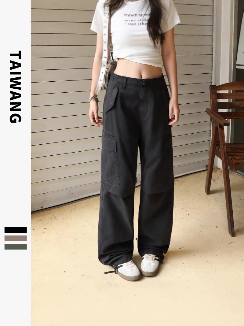 Unisex Pleated Multi-Pocket Cargo Pants