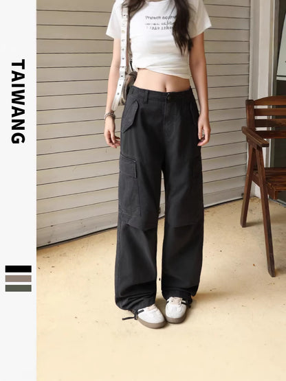 Unisex Pleated Multi-Pocket Cargo Pants
