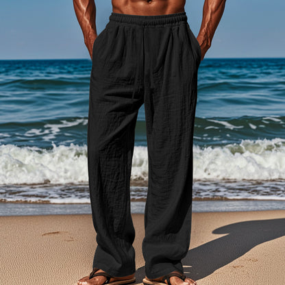 Men’s Linen Blend Loose Wide-Leg Casual Pants