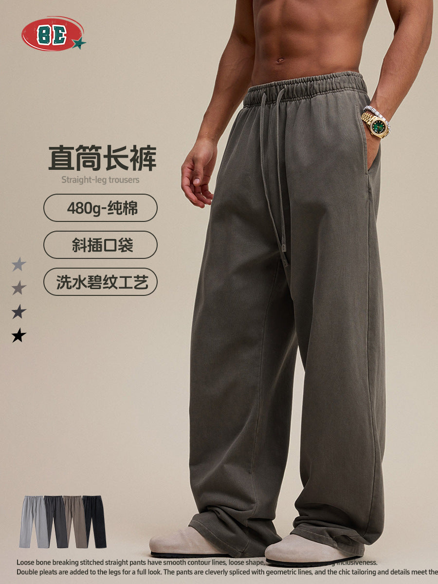 Men’s Heavyweight Cotton Straight-Leg Casual Pants