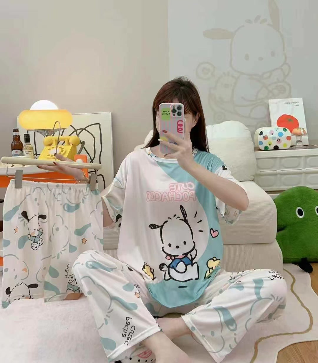 Women’s Double-Sided Milk Silk Cartoon Pajama Set (3-Piece)