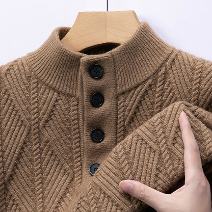 Men’s Jacquard Stand Collar Knit Sweater