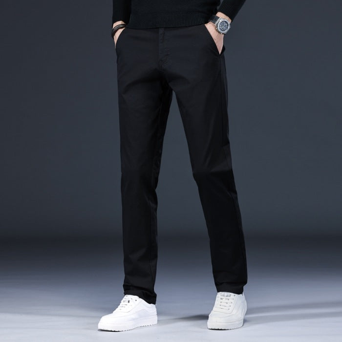 Men’s Light Luxury Cotton Loose Straight-Leg Pants