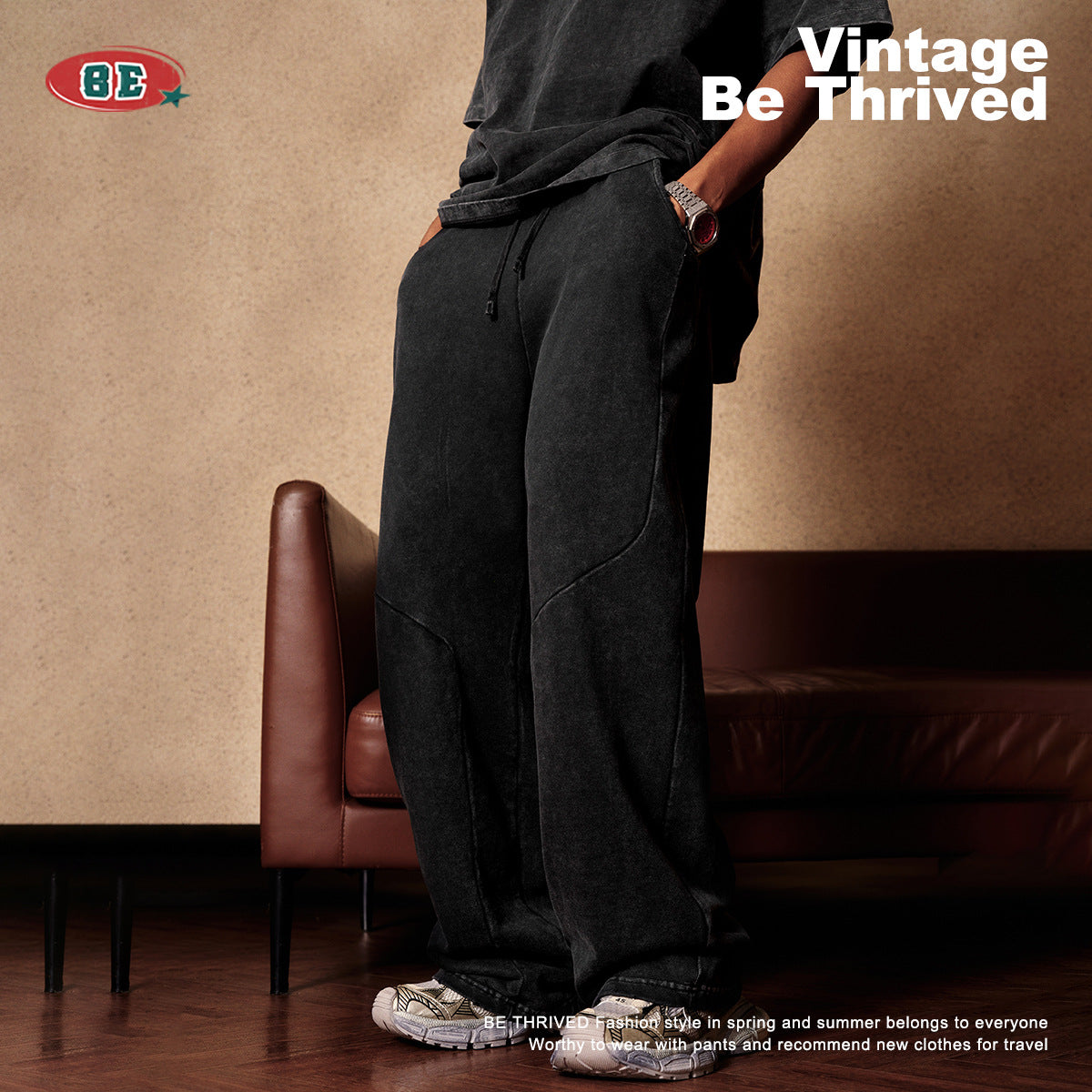 Men’s Retro Washed Wide-Leg Sweatpants