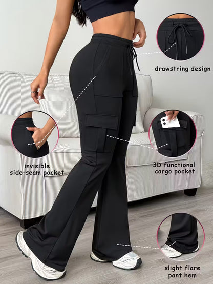 Women’s High-Waisted Drawstring Wide-Leg Work Pants