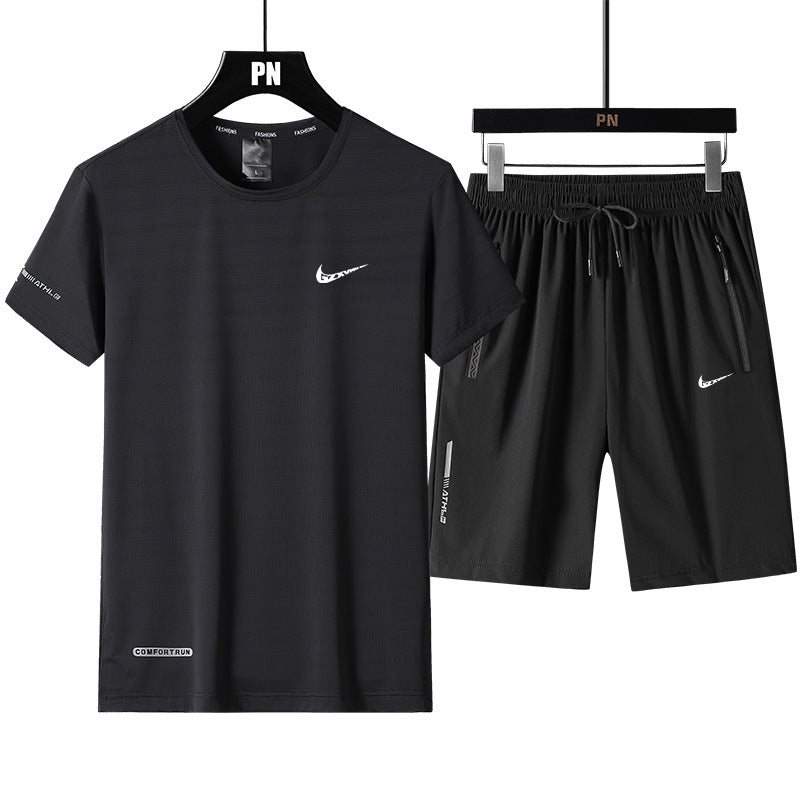 Men’s Ice Silk Quick-Dry T-Shirt & Shorts Set