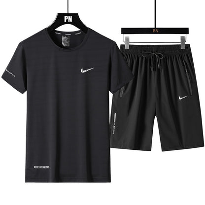 Men’s Ice Silk Quick-Dry T-Shirt & Shorts Set