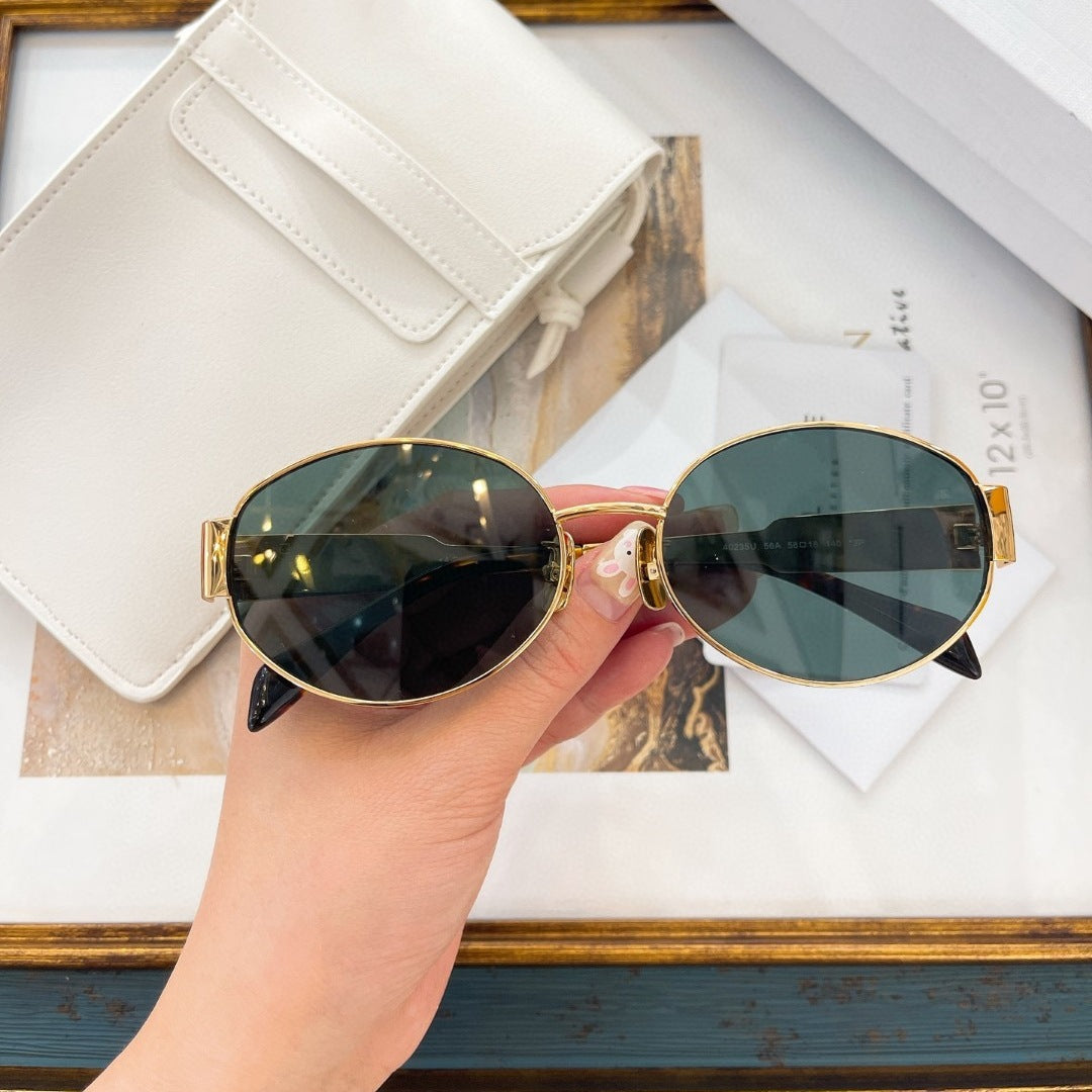 CL new Arc de Triomphe fashion sunglasses for women, 40235, influencer style, metal oval frame Zeiss lens sunglasses