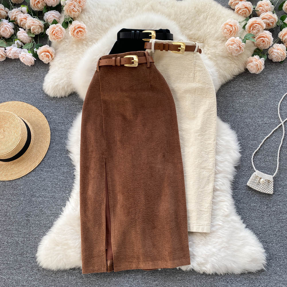 Women’s High-Waist Retro A-Line Split Midi Skirt