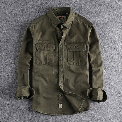 Men’s Multi-Pocket Washed Workwear Shirt Jacket