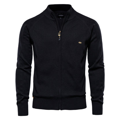 Men’s Casual Color-Block Knit Sweater Jacket