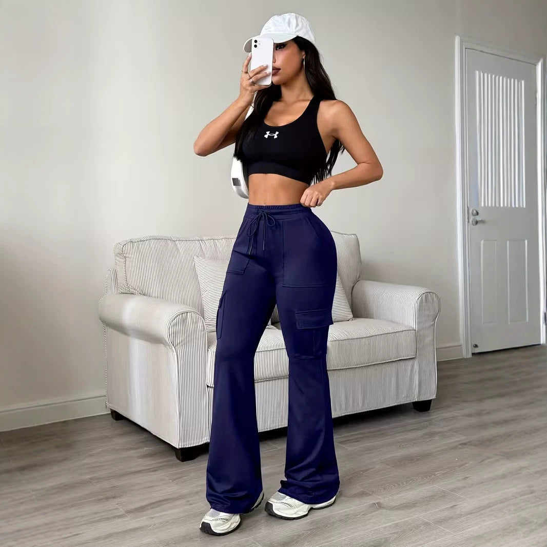 Women’s High-Waisted Drawstring Wide-Leg Work Pants