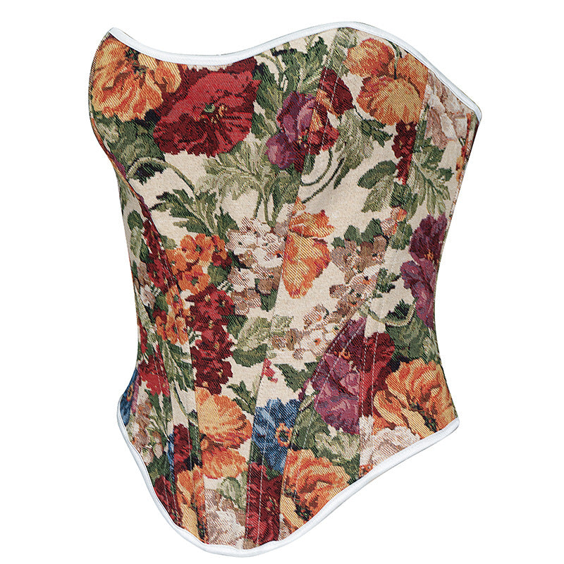 Women’s Vintage Print Corset Tube Top