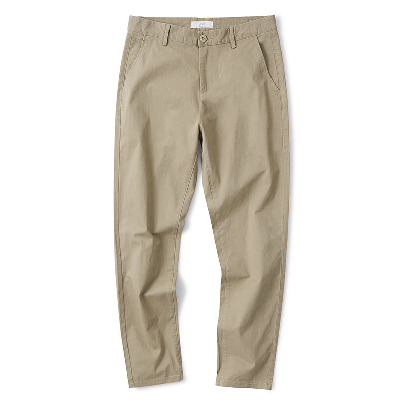 Men’s Cotton Stretch Straight-Leg Casual Trousers