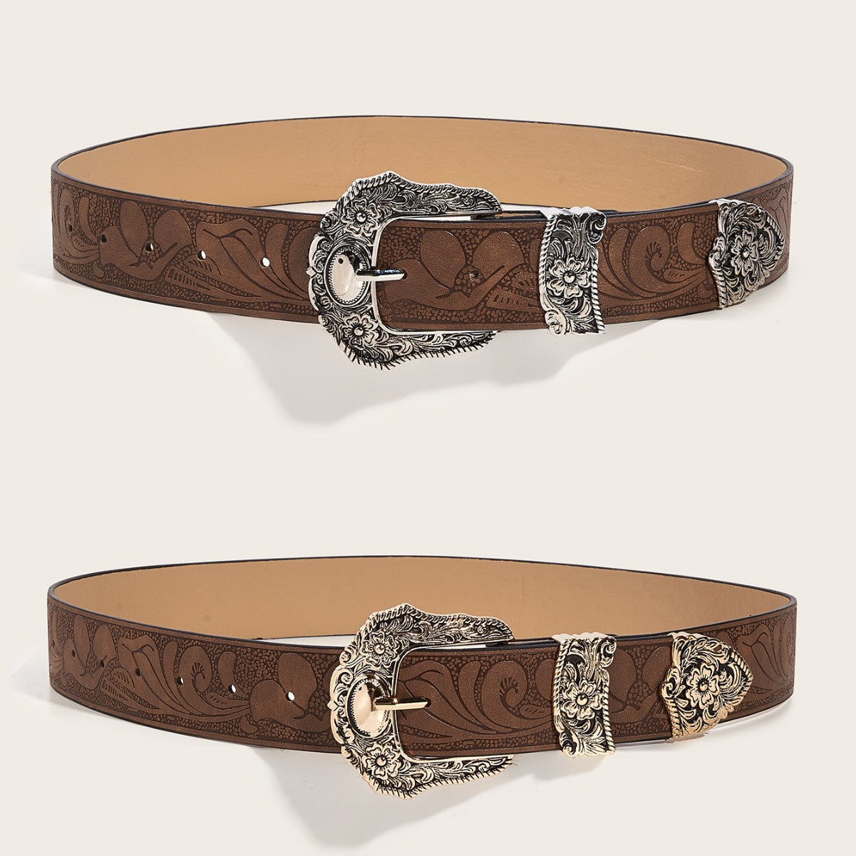 Vintage Printed Buckle Waist Belt