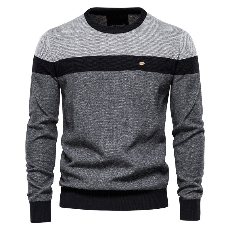 Men’s Striped Patchwork Knit Sweater