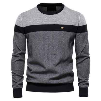 Men’s Striped Patchwork Knit Sweater