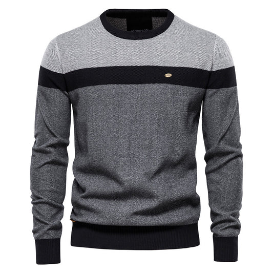 Men’s Striped Patchwork Knit Sweater