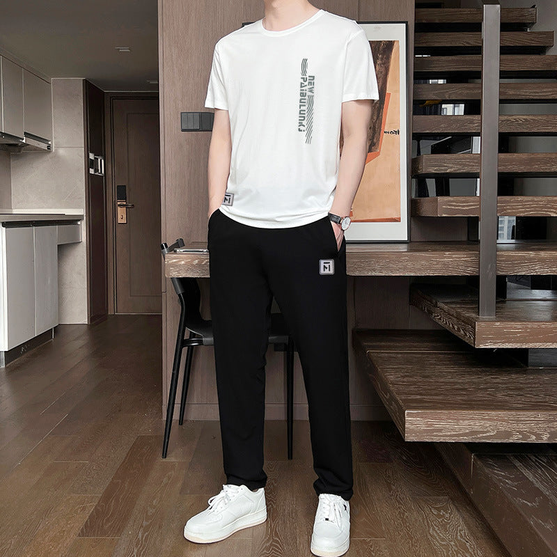 Men’s Ice Silk Short Sleeve & Shorts Sports Set