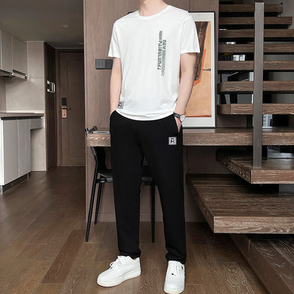 Men’s Ice Silk Short Sleeve & Shorts Sports Set