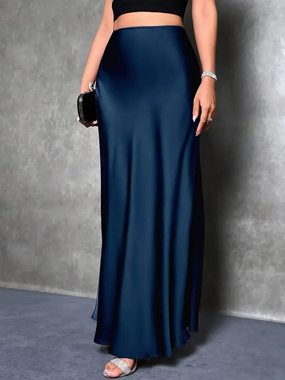 Women’s High-Waist Satin Mermaid Maxi Skirt