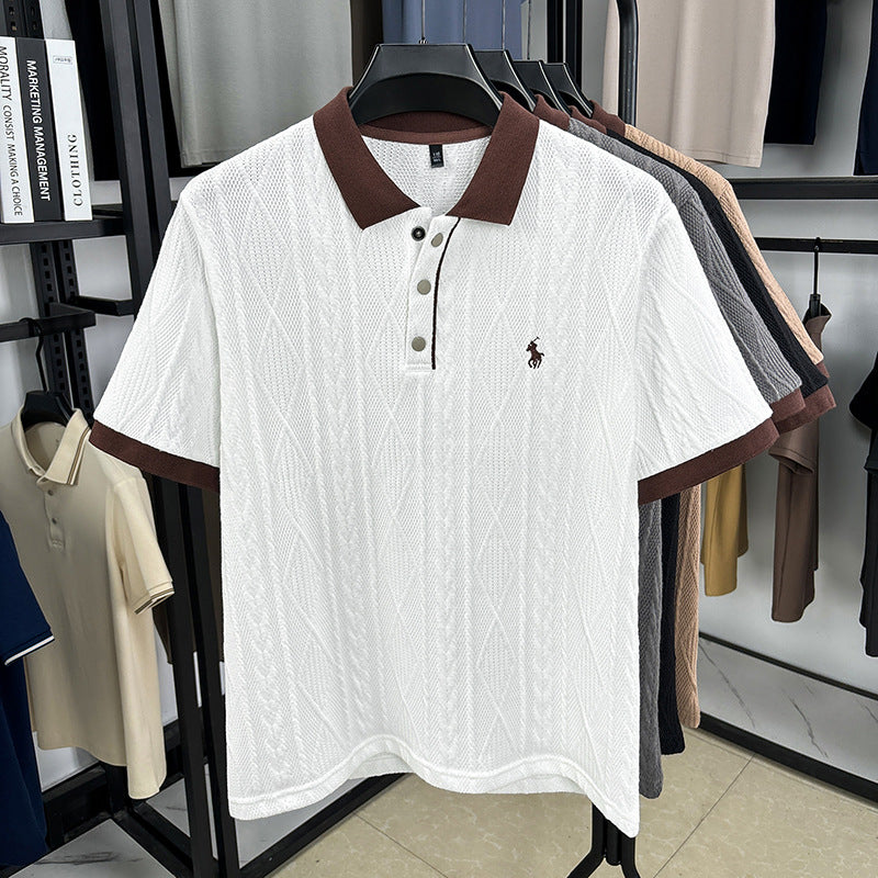 Men’s Jacquard Embroidered Knitted Polo Shirt