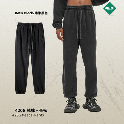 Men’s Retro Washed Batik Distressed Sweatpants