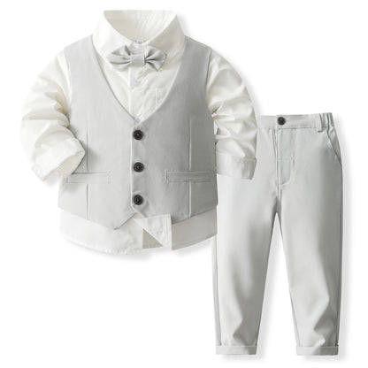 Boys’ Spring & Autumn Shirt Vest Pants Set