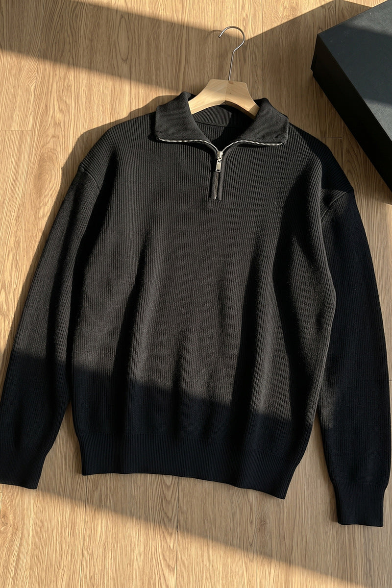 Men’s Half-Zip Stand Collar Knit Sweater