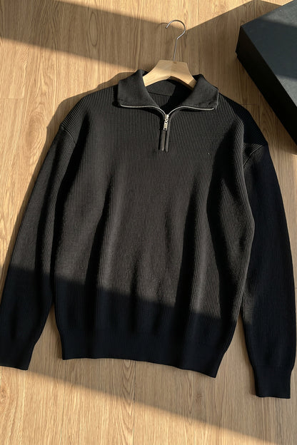 Men’s Half-Zip Stand Collar Knit Sweater