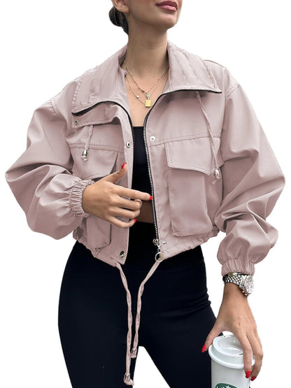 Women’s Cropped Zip-Up Trench Jacket