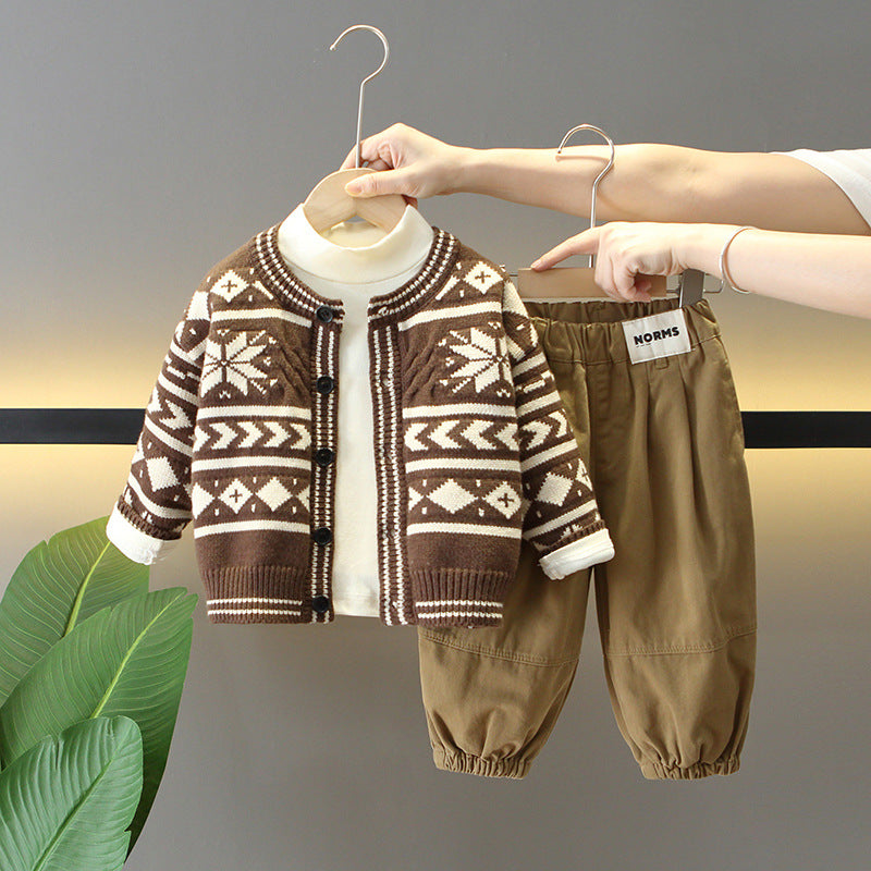 Boys’ Sweater Jacket 3-Piece Outfit Set
