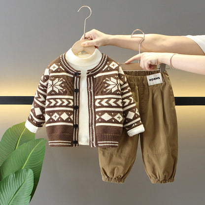Boys’ Sweater Jacket 3-Piece Outfit Set