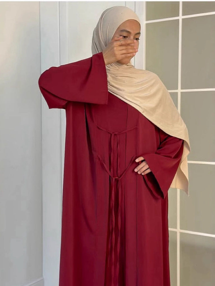 Women’s Satin Lace-Up Cardigan & Dress Set