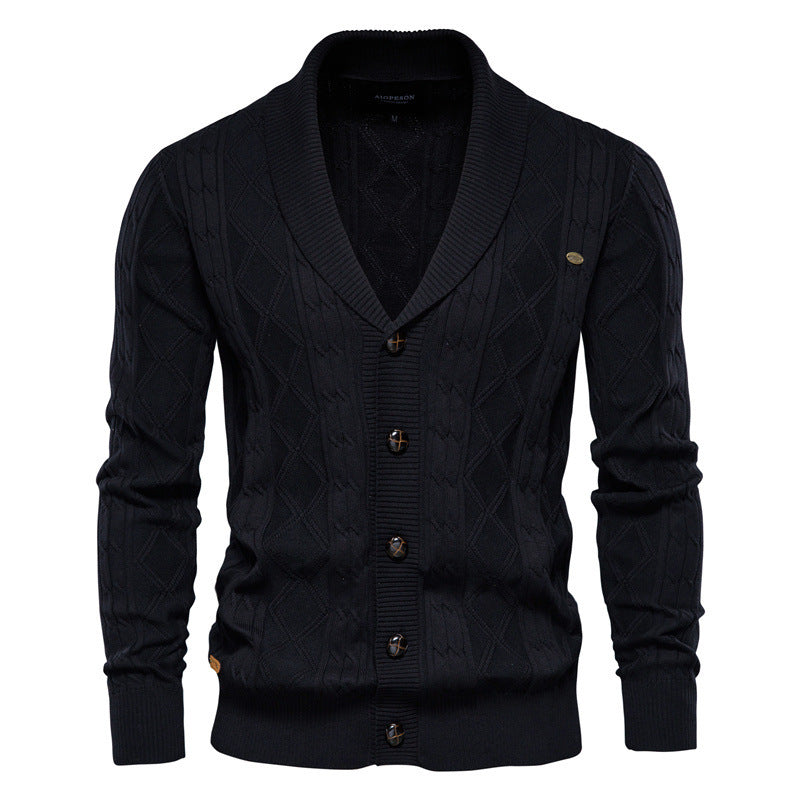 Men’s Casual Color-Block Knit Sweater Jacket
