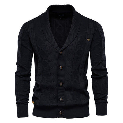 Men’s Casual Color-Block Knit Sweater Jacket