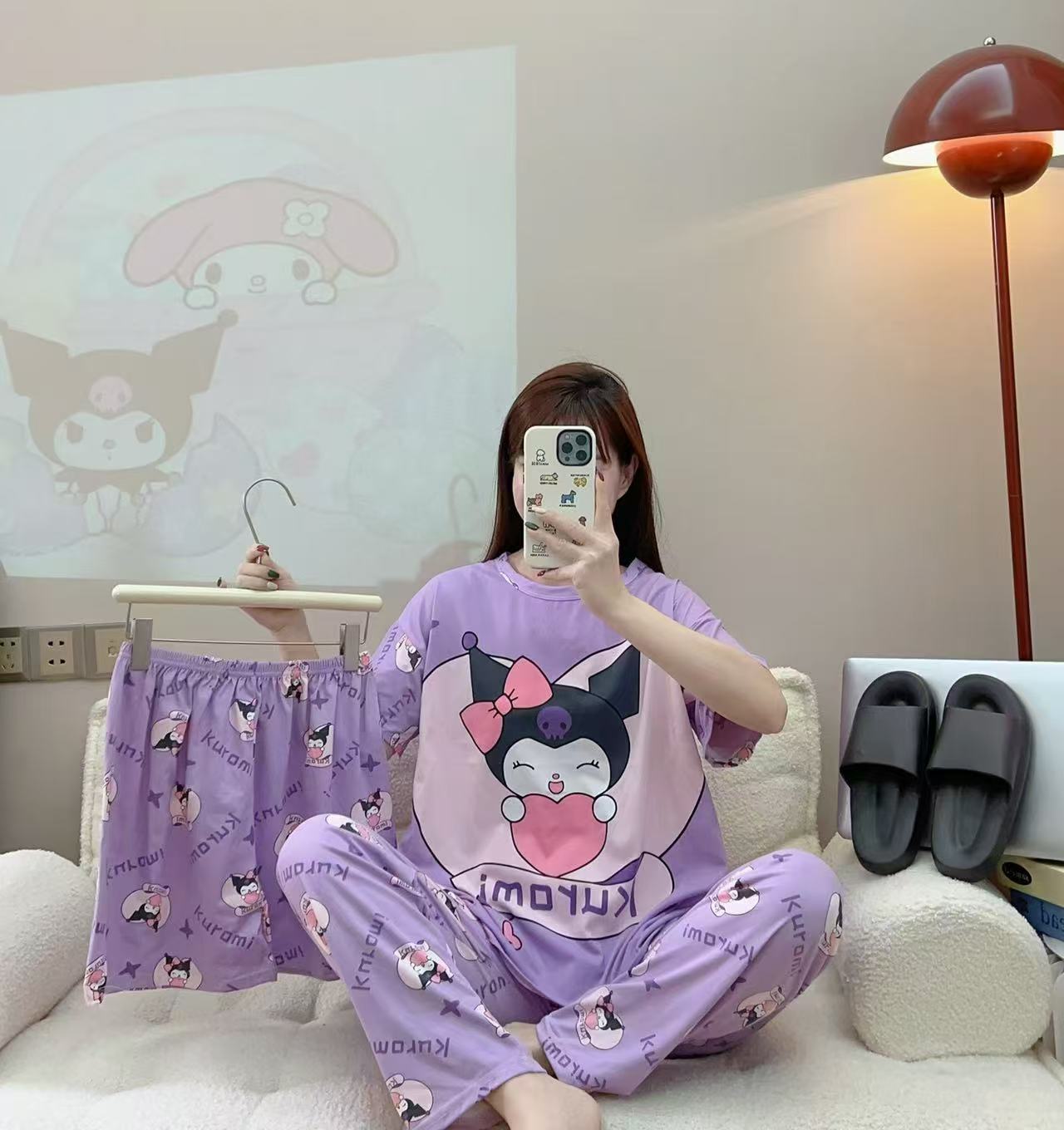 Women’s Double-Sided Milk Silk Cartoon Pajama Set (3-Piece)