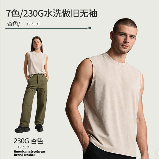 Men’s Washed Sleeveless Cotton Tank Top