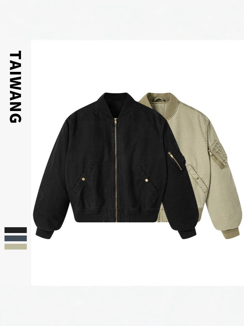 Men’s Loose Drop-Shoulder Lapel Flight Jacket