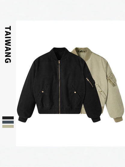 Men’s Loose Drop-Shoulder Lapel Flight Jacket