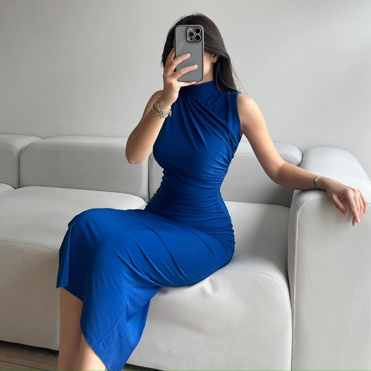 Women’s High-Waist Sleeveless Slit Maxi Dress