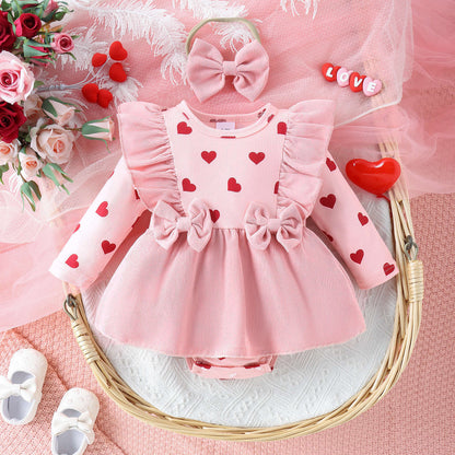 Toddler Valentine’s Printed Suspender Jumpsuit Set