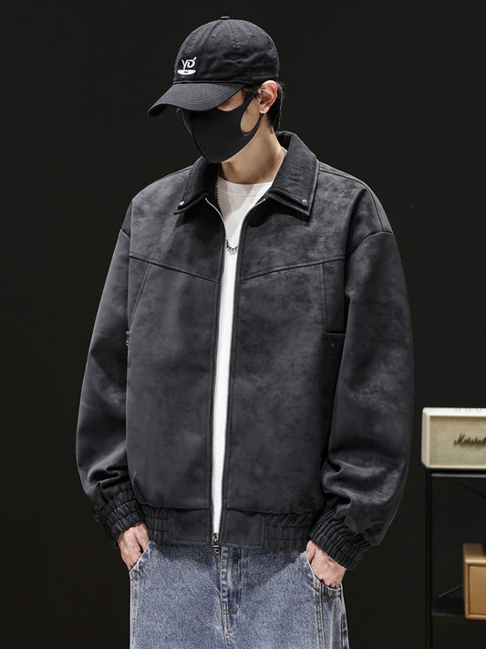 Men’s PU Leather Vintage Lapel Jacket