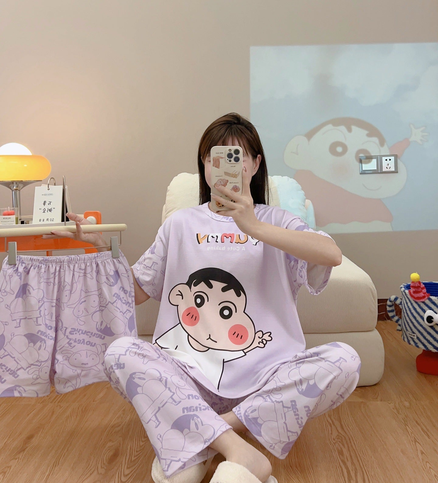 Women’s Double-Sided Milk Silk Cartoon Pajama Set (3-Piece)