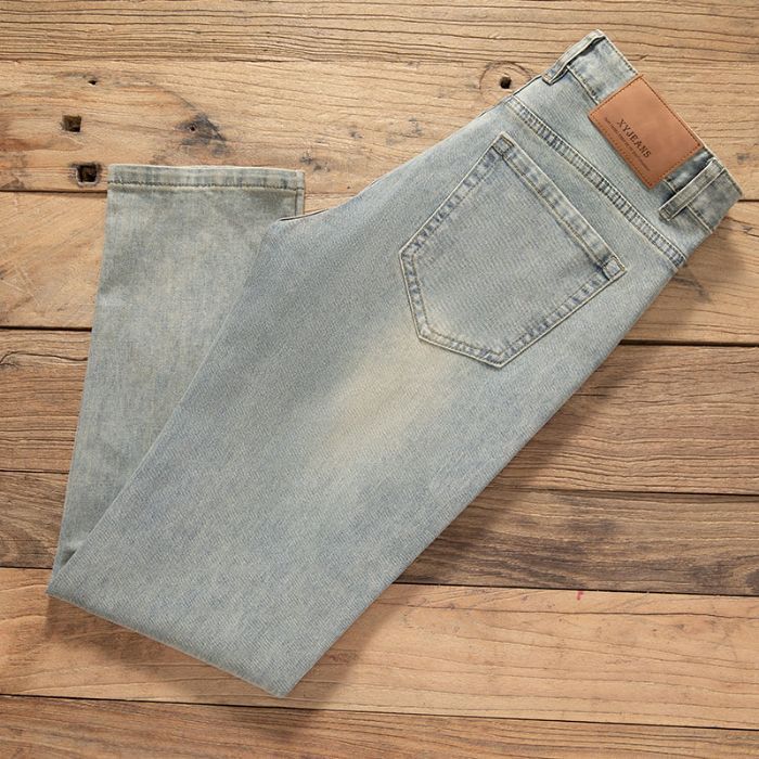 Men’s 2026 Slim Straight-Leg Vintage Blue Jeans