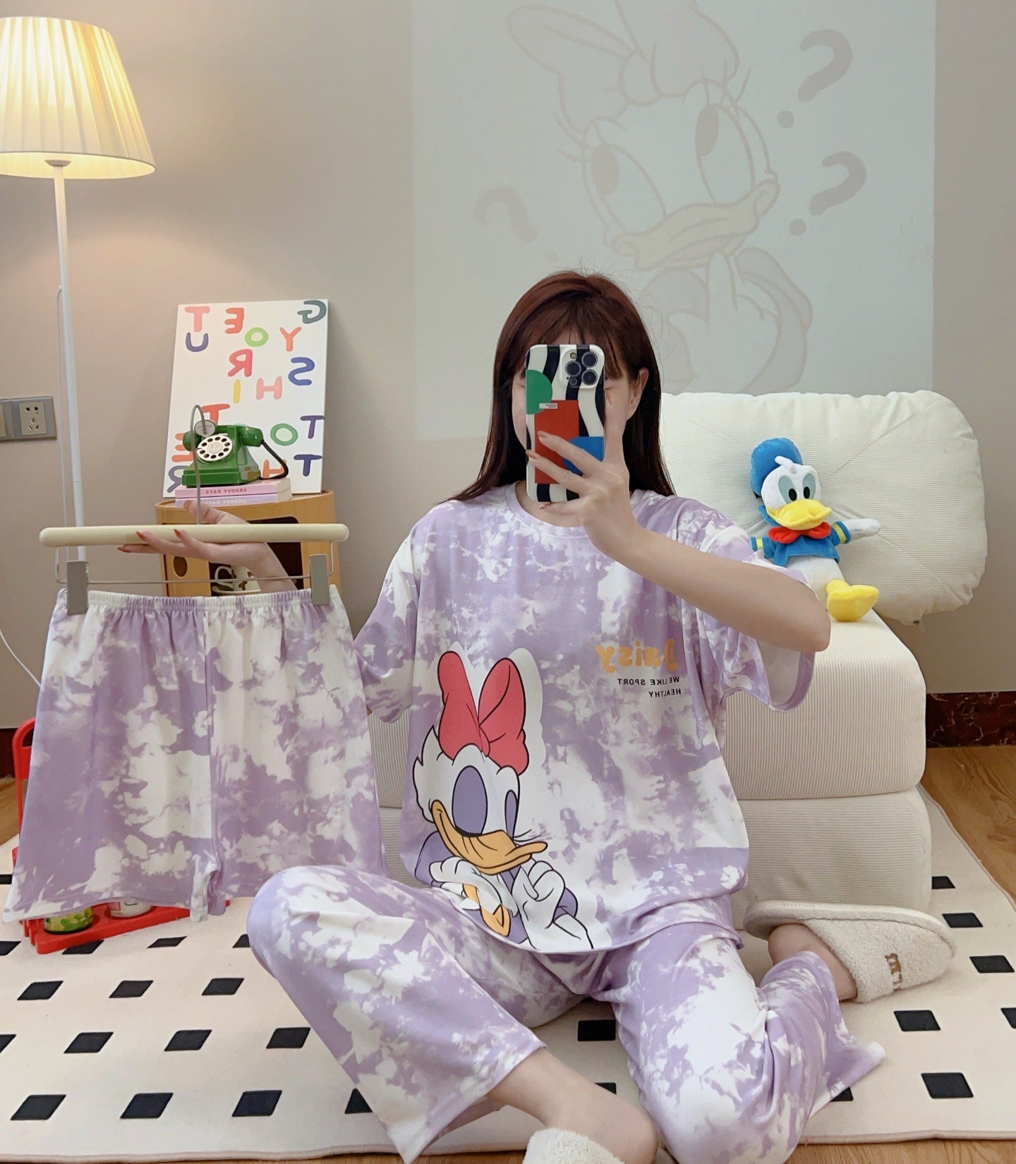 Women’s Double-Sided Milk Silk Cartoon Pajama Set (3-Piece)