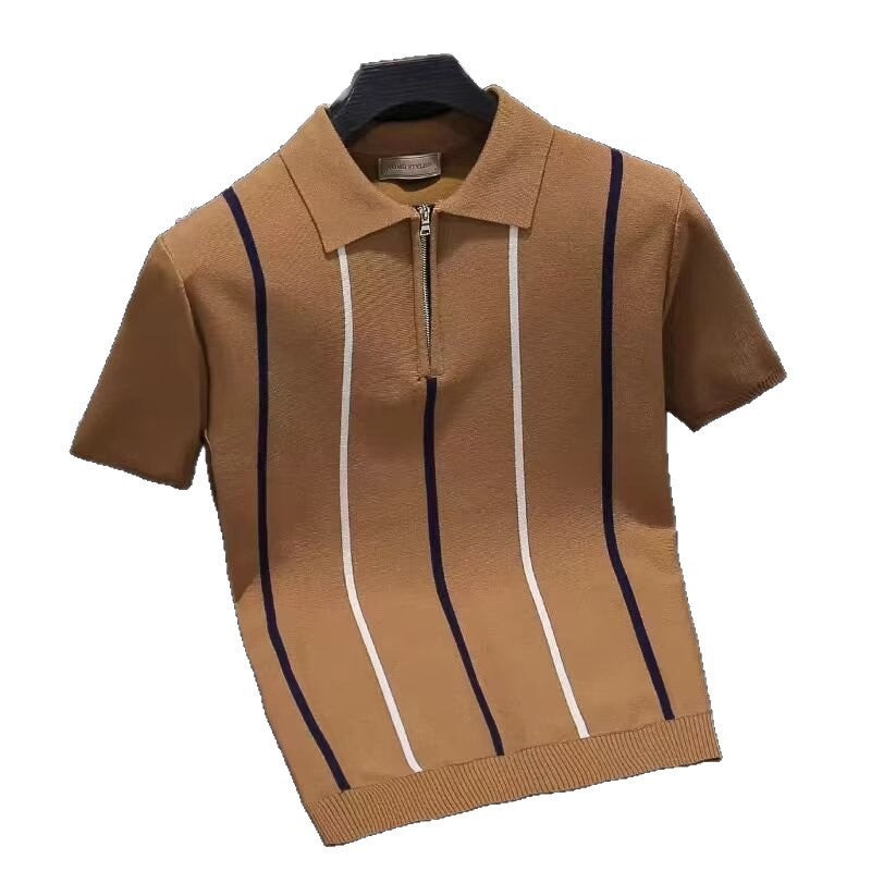 Men’s Contrast Collar Knitted Polo Shirt