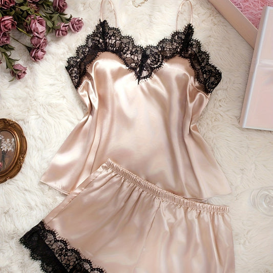Women’s Plus Size Lace Trim Camisole Pajama Set
